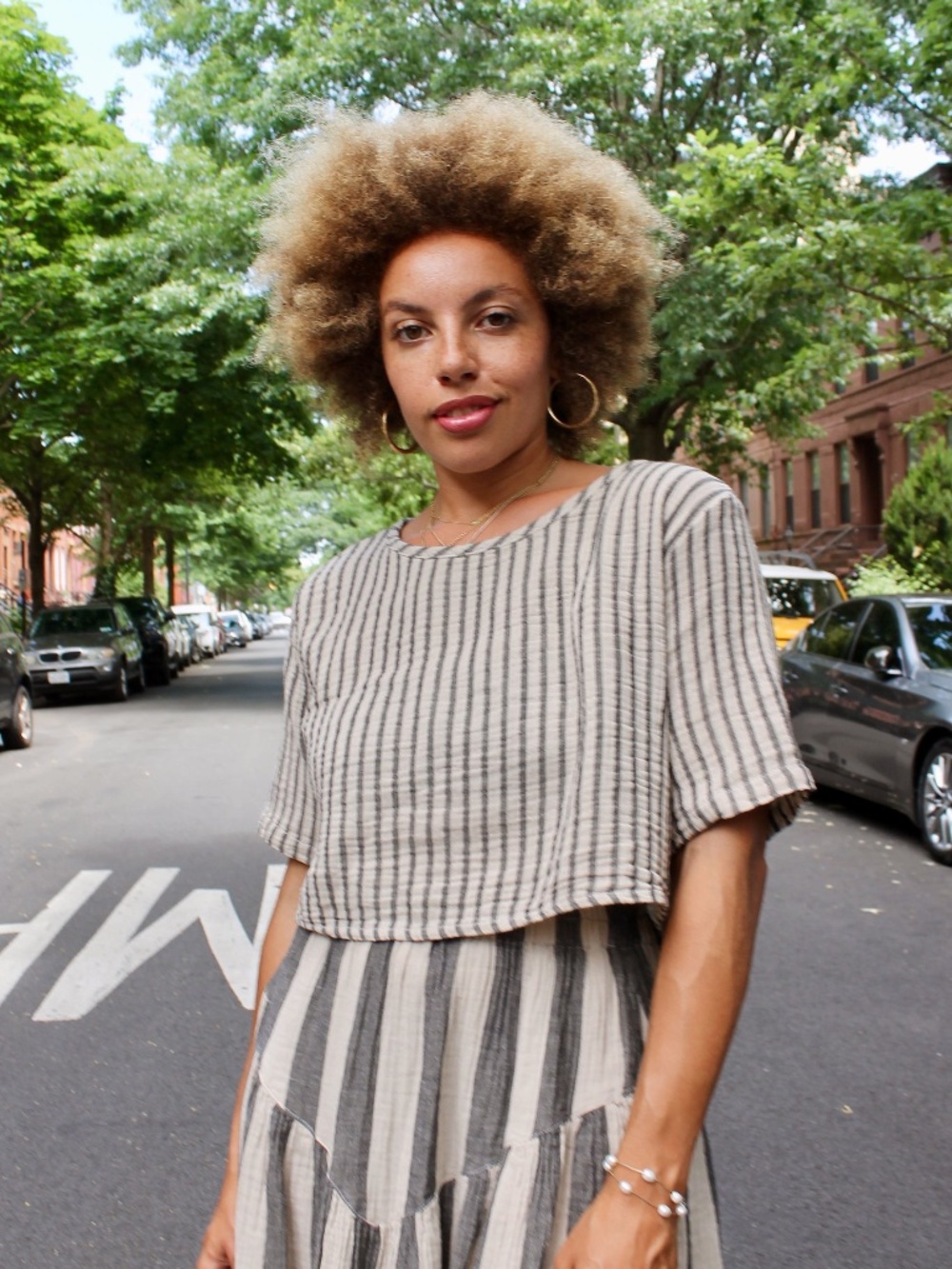 Curator SF Noa Crop Tee - 2XL - Oat + Black Stripe